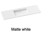 Plan vasque lavabo, sur mesure, Largeur 61 à 200 cm x Profondeur 46 à 80 cm, résine composite de haute qualité, Finition lisse blanc BRILLANT laqué ou mate, Livraison Offerte.